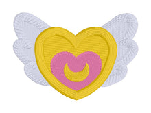 Load image into Gallery viewer, Heart Moon Patch machine embroidery design (2 sizes included) DIGITAL DOWNLOAD