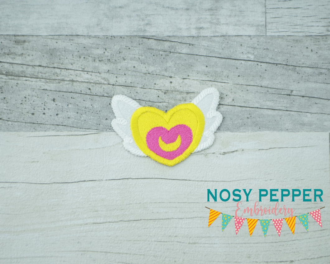Heart Moon Patch machine embroidery design (2 sizes included) DIGITAL DOWNLOAD