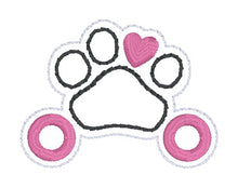 Load image into Gallery viewer, Paw Heart Shoe Charm machine embroidery design (3 versions included) DIGITAL DOWNLOAD