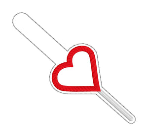 Heart Sucker applique snap tab (single & multi files included) machine embroidery design DIGITAL DOWNLOAD