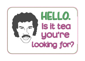 Hello ITH Mug rug (2 versions and 4 sizes included) machine embroidery design DIGITAL DOWNLOAD
