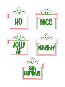 Holiday Plant marker (set of 5 designs) machine embroidery design DIGITAL DOWNLOAD