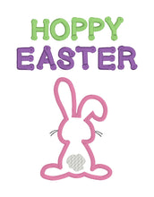 Load image into Gallery viewer, Hoppy Easter applique machine embroidery design (4 sizes included) DIGITAL DOWNLOAD