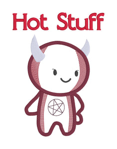 Hot Stuff applique (5 sizes included) machine embroidery design DIGITAL DOWNLOAD