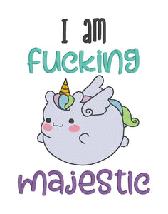 I Am Majestic sketchy machine embroidery design (4 sizes and 2 versions included) DIGITAL DOWNLOAD