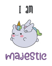 Load image into Gallery viewer, I Am Majestic sketchy machine embroidery design (4 sizes and 2 versions included) DIGITAL DOWNLOAD