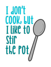 Load image into Gallery viewer, I Don&#39;t Cook machine embroidery design (4 sizes included) DIGITAL DOWNLOAD
