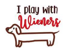 Load image into Gallery viewer, I play with wieners applique machine embroidery design (4 sizes included) DIGITAL DOWNLOAD