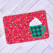 Load image into Gallery viewer, Mug applique mug rug machine embroidery design (2 versions and 4 sizes included) DIGITAL DOWNLOAD