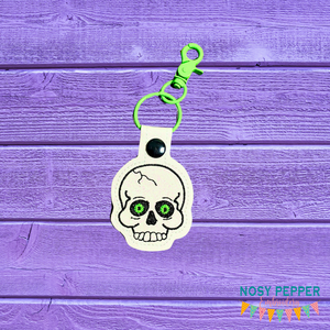 Skull eye snap tab (single and multi files included) machine embroidery design DIGITAL DOWNLOAD