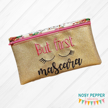 Load image into Gallery viewer, But First Mascara ITH Bag (4 sizes Available) machine embroidery design DIGITAL DOWNLOAD