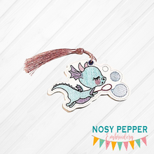 Load image into Gallery viewer, Bubble Dragon Bookmark/Ornament 4x4 machine embroidery design DIGITAL DOWNLOAD