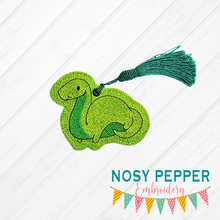 Load image into Gallery viewer, Brontosaurus Book mark 4x4 machine embroidery design DIGITAL DOWNLOAD