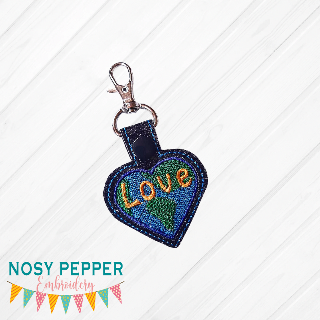 Love the Earth Snap tab 4x4 machine embroidery design DIGITAL DOWNLOAD