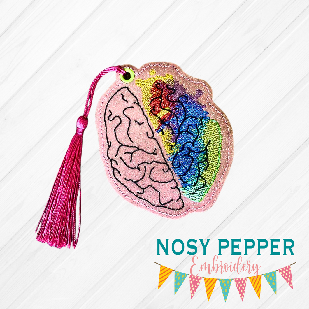 Creative Brain Sketchy Bookmark/Ornament 4x4 machine embroidery design DIGITAL DOWNLOAD