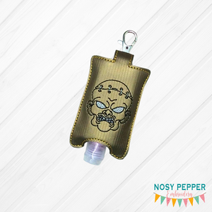 Zombie Head ITH Hand Sanitizer Holder (fits 1 oz, 5x7 Hoop) machine embroidery design DIGITAL DOWNLOAD