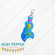 Load image into Gallery viewer, Mermaid Applique Snap tab (Single and Multi file included) machine embroidery design DIGITAL DOWNLOAD