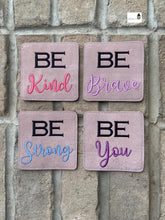 Load image into Gallery viewer, Be coaster set (set of 4 designs) machine embroidery design DIGITAL DOWNLOAD