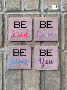 Be coaster set (set of 4 designs) machine embroidery design DIGITAL DOWNLOAD
