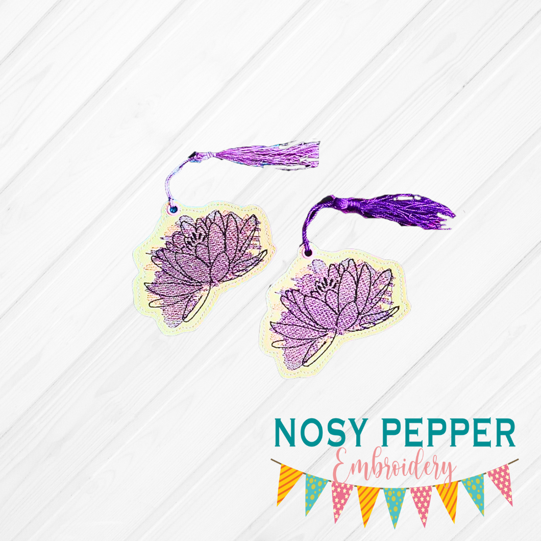 Lotus Flower Sketchy Bookmark/Ornament 4x4 machine embroidery design DIGITAL DOWNLOAD
