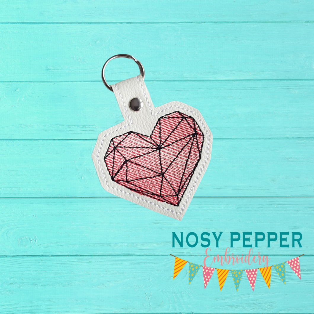 Heart snaptab 4x4 machine embroidery design DIGITAL DOWNLOAD