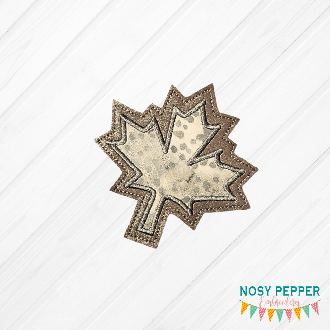 Leaf Applique Coaster 4x4 machine embroidery design DIGITAL DOWNLOAD