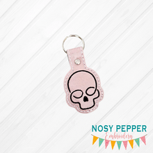 Load image into Gallery viewer, Skull minimalist snap tab (single and multi file included) machine embroidery design DIGITAL DOWNLOAD