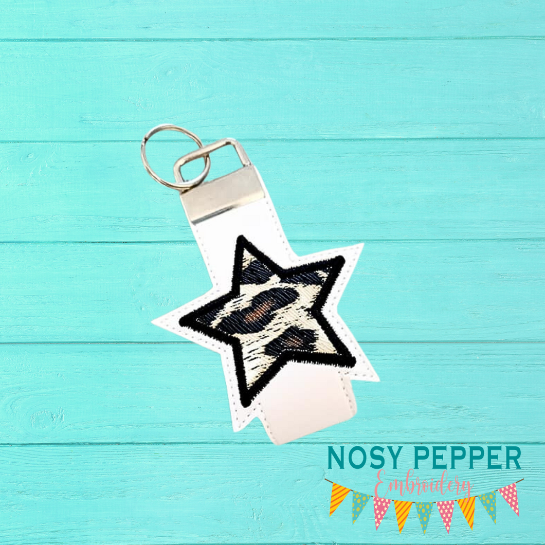 Star Applique Key fob (2 sizes included) machine embroidery design DIGITAL DOWNLOAD