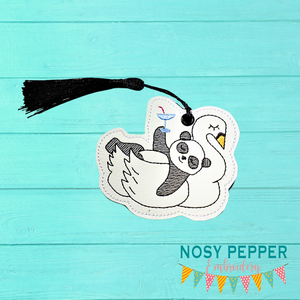 Martini Panda sketchy Bookmark/Ornament 4x4 machine embroidery design DIGITAL DOWNLOAD