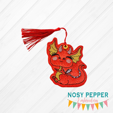 Load image into Gallery viewer, Dragon Bookmark/Ornament 4x4 machine embroidery design DIGITAL DOWNLOAD