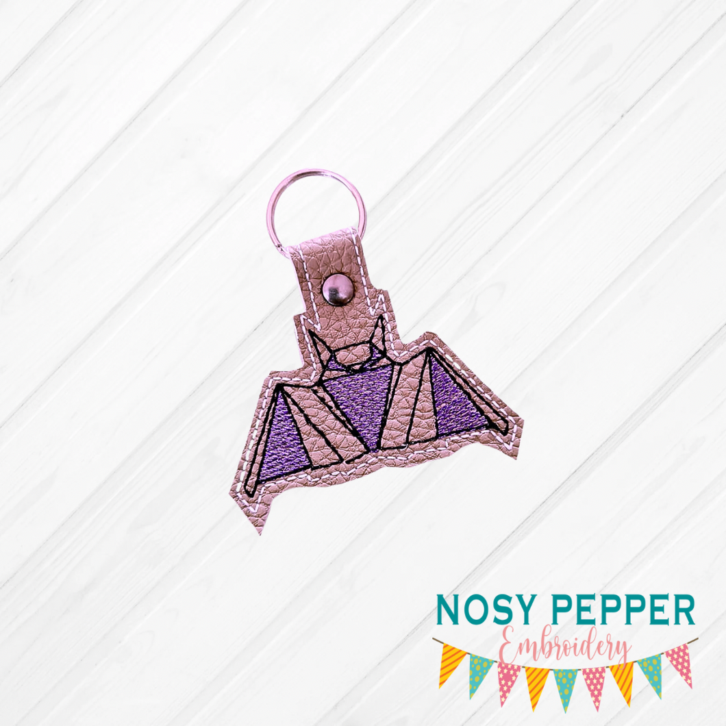 Origami bat Snap tab 4x4 machine embroidery design DIGITAL DOWNLOAD