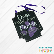 Load image into Gallery viewer, Dogs Welcome Sign 4 sizes included machine embroidery design DIGITAL DOWNLOAD