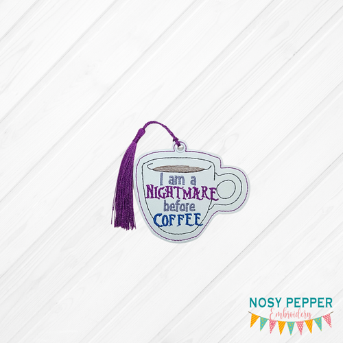 Nightmare before Coffee Bookmark/Ornament machine embroidery design DIGITAL DOWNLOAD