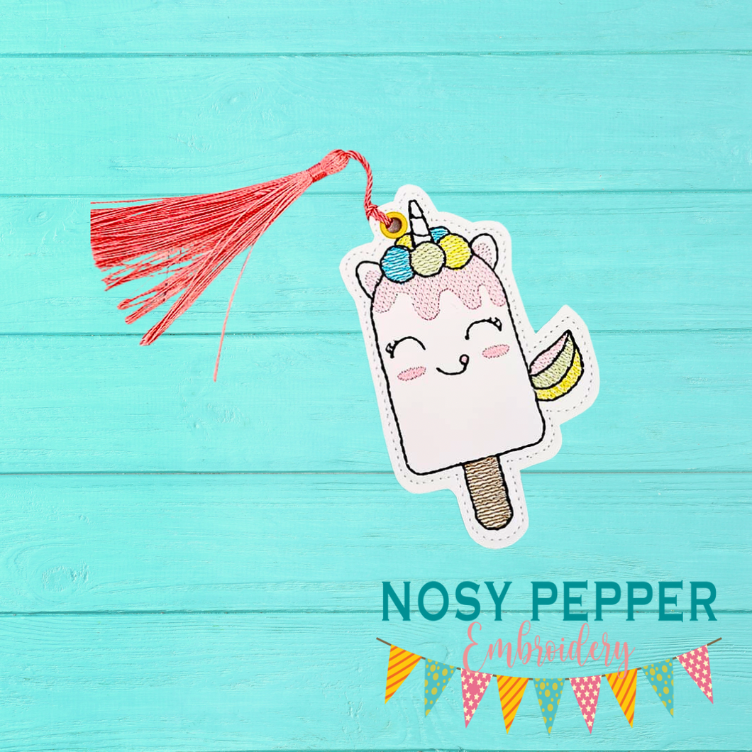 Uni Popsicle sketchy Bookmark 4x4 machine embroidery design DIGITAL DOWNLOAD