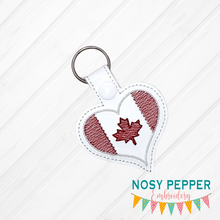 Load image into Gallery viewer, Heart Canada Snap tab 4x4 machine embroidery design DIGITAL DOWNLOAD