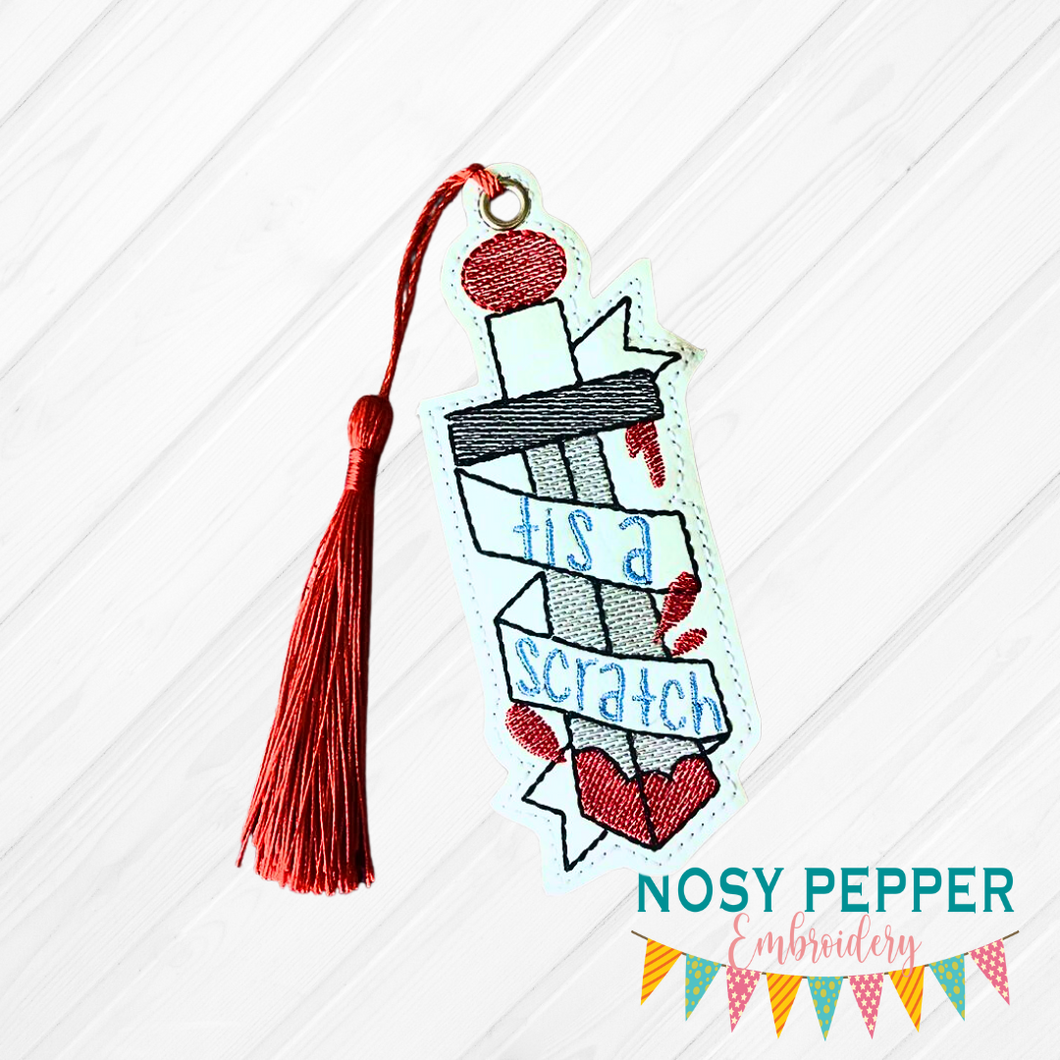 Tis a Scratch Bookmark/Ornament 4x4 machine embroidery design DIGITAL DOWNLOAD