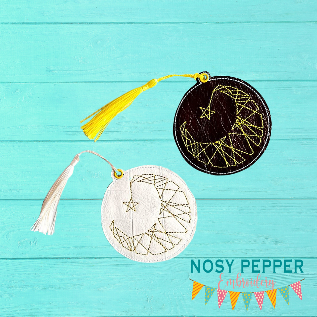 Geo Moon Bookmark/bag tag/ornament 4x4 machine embroidery design DIGIT ...