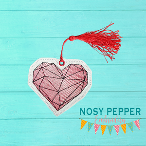 Heart sketchy Bookmark 4x4 machine embroidery design DIGITAL DOWNLOAD