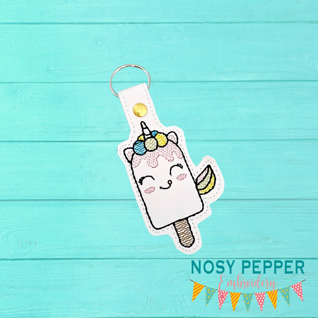 Uni Popsicle Snap tab 4x4 machine embroidery design DIGITAL DOWNLOAD