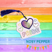 Load image into Gallery viewer, Pride Applique Book mark 4x4 machine embroidery design DIGITAL DOWNLOAD