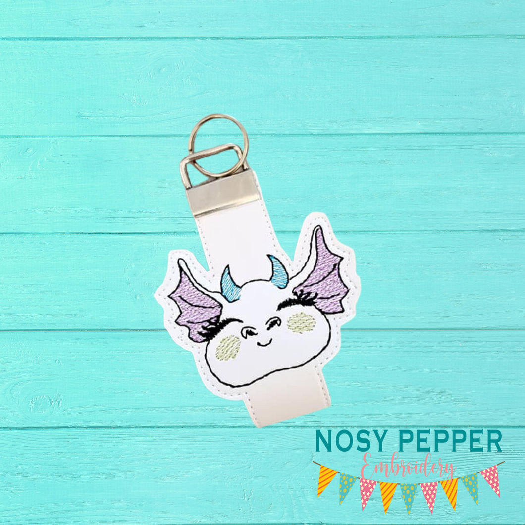 Dragon Key fob (2 sizes included) machine embroidery design DIGITAL DOWNLOAD