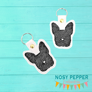 Frenchie Snap tab 4x4 machine embroidery design DIGITAL DOWNLOAD
