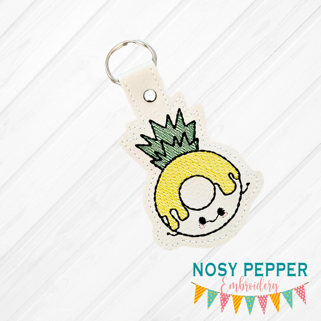 Pineapple donut Snap tab 4x4 machine embroidery design DIGITAL DOWNLOAD