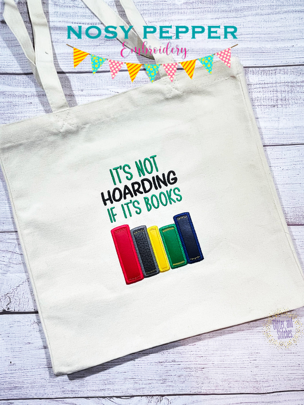 It's Not Hoarding If It's Books Applique machine embroidery design