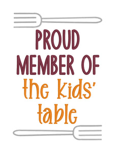 Proud Member Of The Kids Table machine embroidery design (5 sizes included) DIGITAL DOWNLOAD