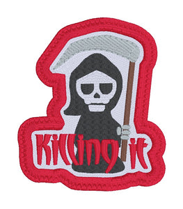 Killing it patch machine embroidery design (2 sizes included) DIGITAL DOWNLOAD
