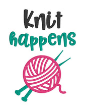 Load image into Gallery viewer, Knit happens applique machine embroidery design (4 sizes included) DIGITAL DOWNLOAD