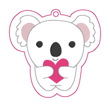 Load image into Gallery viewer, Koala heart bookmark/ornament machine embroidery design DIGITAL DOWNLOAD