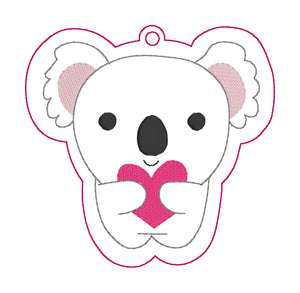 Koala heart bookmark/ornament machine embroidery design DIGITAL DOWNLOAD