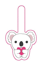 Load image into Gallery viewer, Koala heart snap tab (single &amp; multi files included) machine embroidery design DIGITAL DOWNLOAD